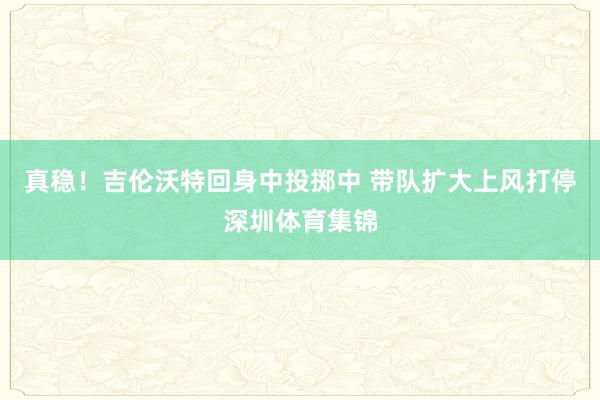 真稳！吉伦沃特回身中投掷中 带队扩大上风打停深圳体育集锦