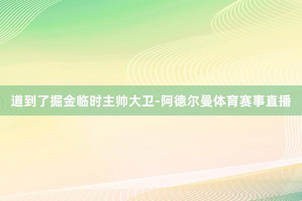 道到了掘金临时主帅大卫-阿德尔曼体育赛事直播